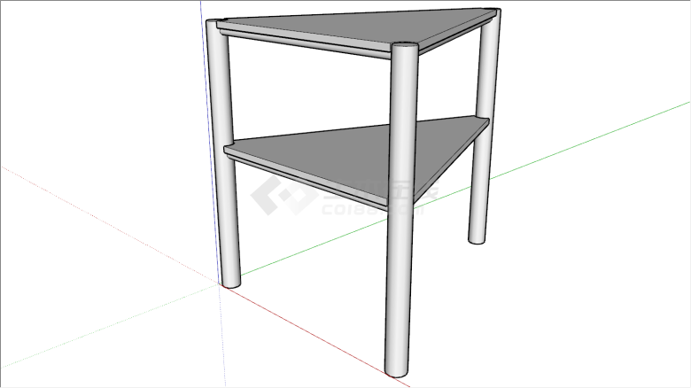 三角形两层桌椅放置su模型-图一