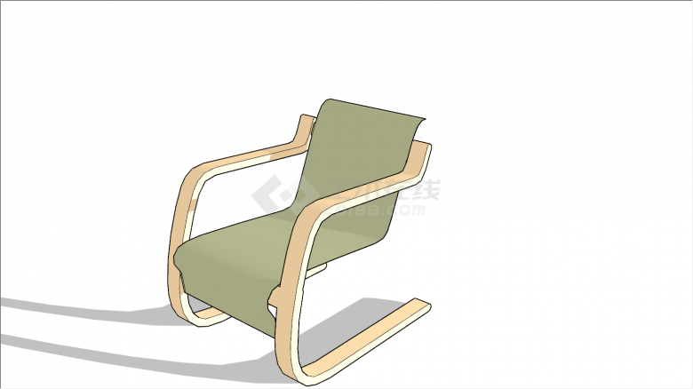 黄绿色舒适可靠背桌椅su模型-图一