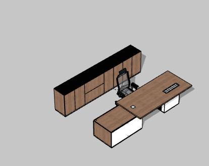 木制柜子简约办公室桌子 su模型_图1