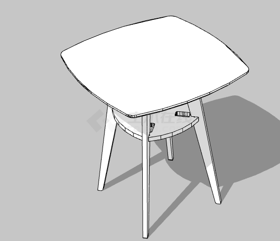 白色正方形办公室桌子su模型-图一