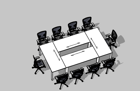 网状白色现代办公室桌子 su模型-图一