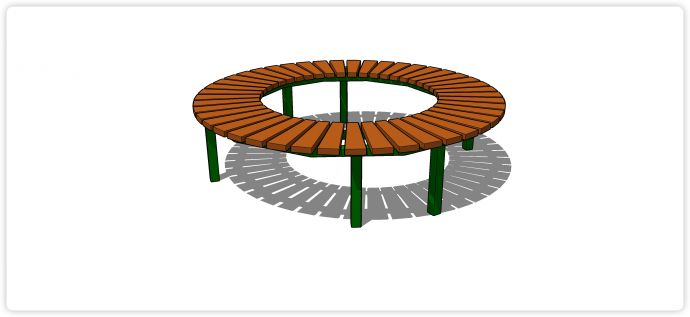 公园木条拼接铁艺凳脚休闲凳子su模型_图1