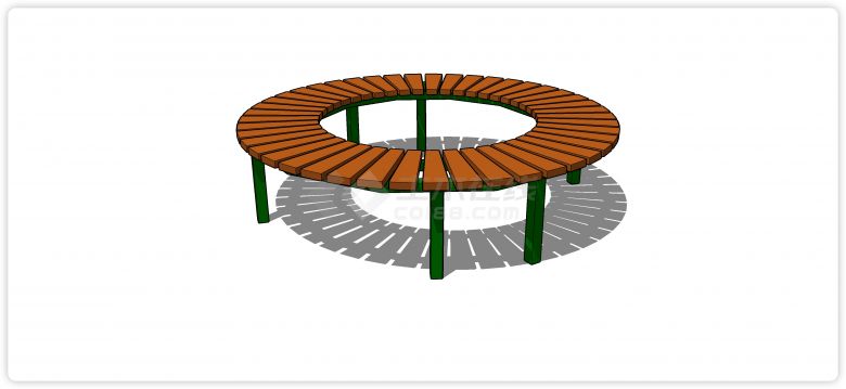 公园木条拼接铁艺凳脚休闲凳子su模型-图一