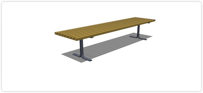 工字形铁艺凳脚木条凳面休闲凳子su模型_图1