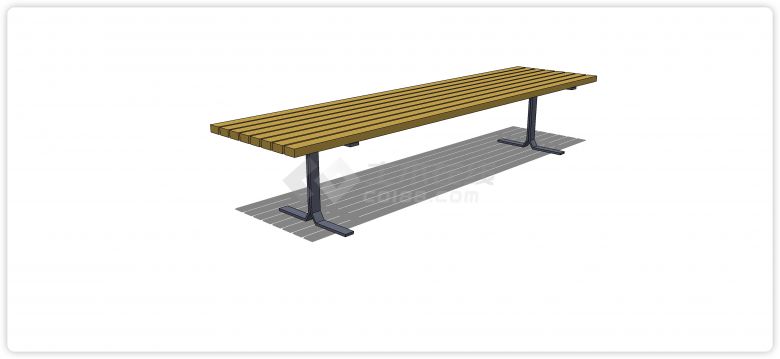 工字形铁艺凳脚木条凳面休闲凳子su模型-图一