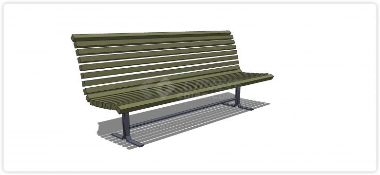户外公园铁质凳脚木条拼接休闲凳子su模型-图二