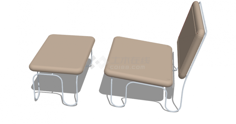 现代皮质铁架休闲椅su模型-图二