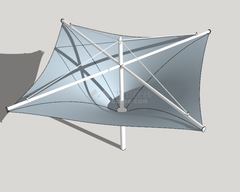 蓝色伞状正方形张拉膜su模型-图二
