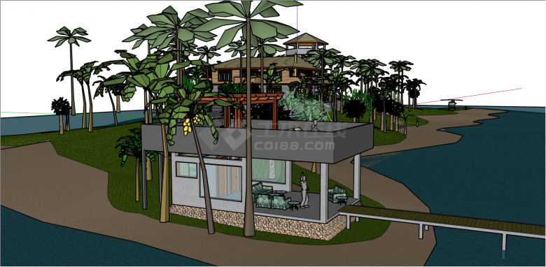 现代海景房住宅设计su模型-图二