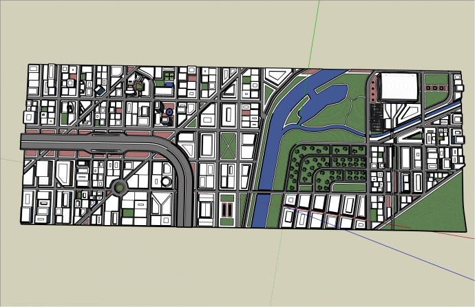 大规模现代风格城市设计SU模型_图1