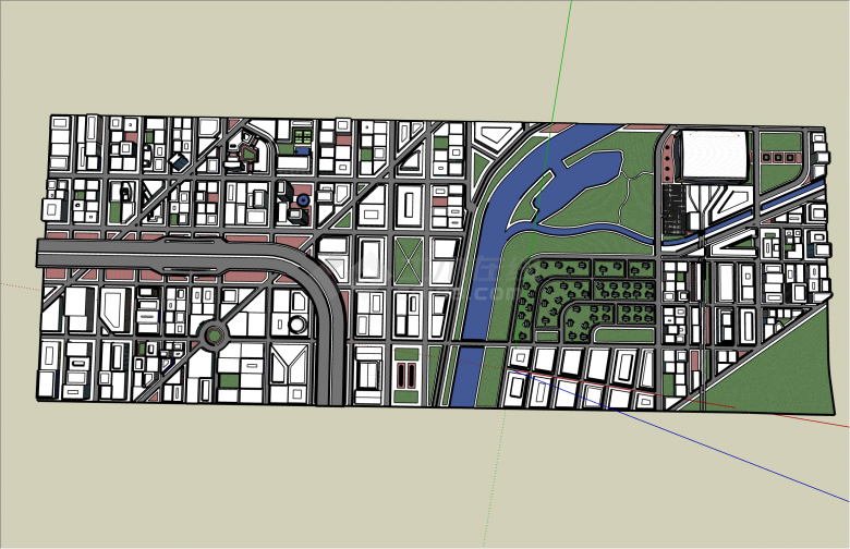 大规模现代风格城市设计SU模型-图一