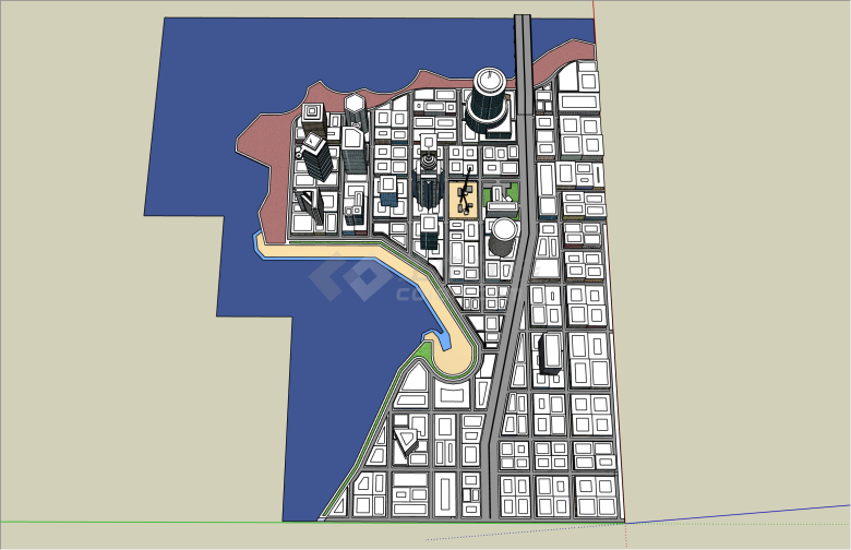 密集现代风格城市设计SU模型-图一
