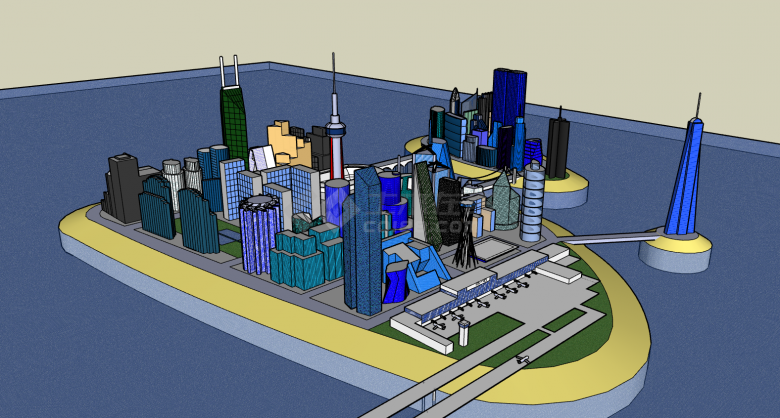 城市规划建筑全景su模型-图二