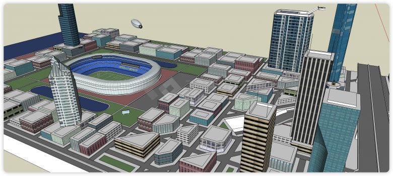 足球场阿波罗海湾城市规划商业综合体建筑su模型-图二
