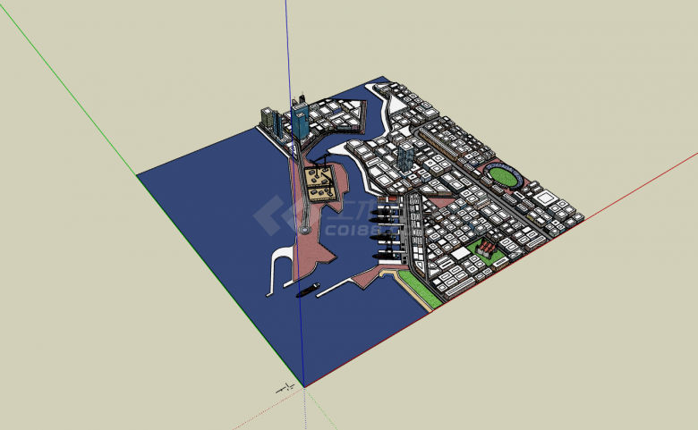 沿海带码头商业综合体su模型-图二