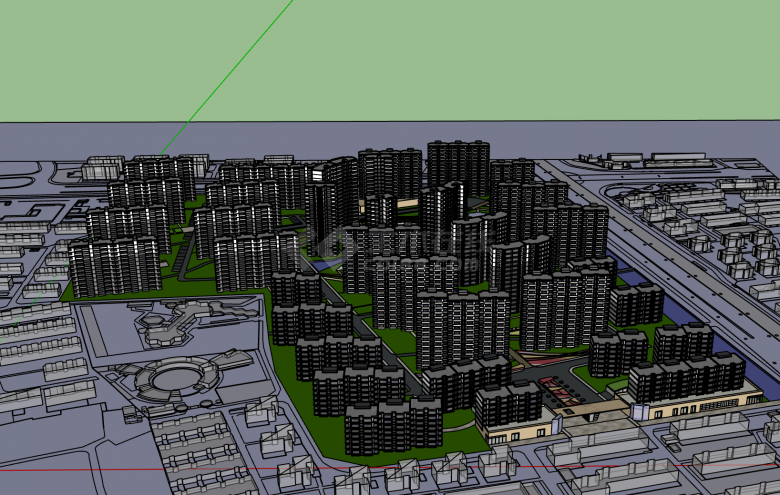 高档次现代住宅小区居住区规划建筑方案SU模型-图二