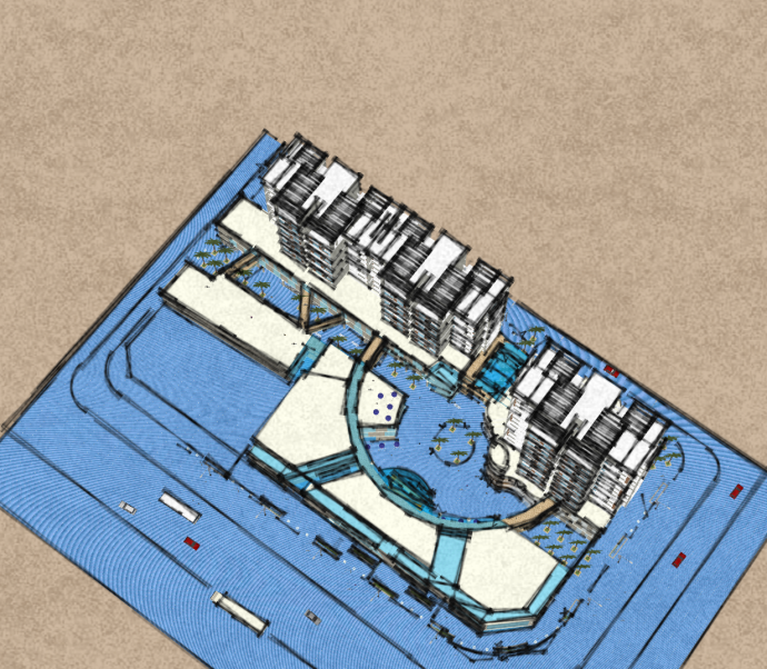 清新自然现代住宅小区居住区规划建筑方案SU模型_图1