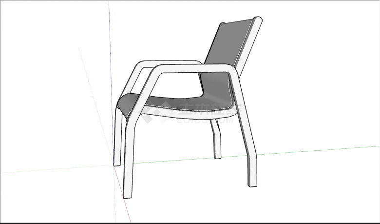 金属材质背靠休闲椅子su模型-图二