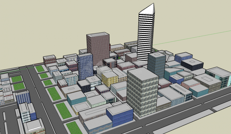 后现代高楼城市设计su模型-图二