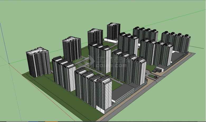 多栋的豪华的住宅小区 su模型-图二