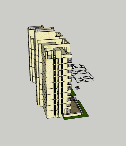 黄色简约现代住宅小区居住区规划建筑方案SU模型-图二