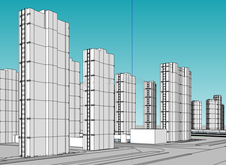 白色现代住宅小区居住区规划建筑方案SU模型-图一