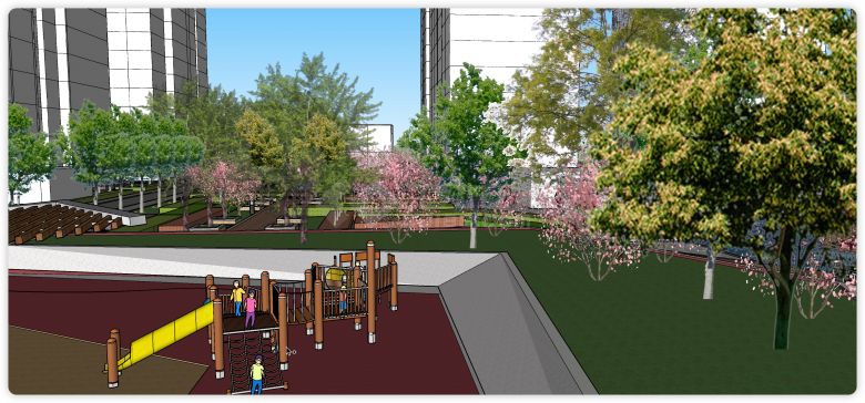 儿童活动中心公园景观建筑设计su模型-图二