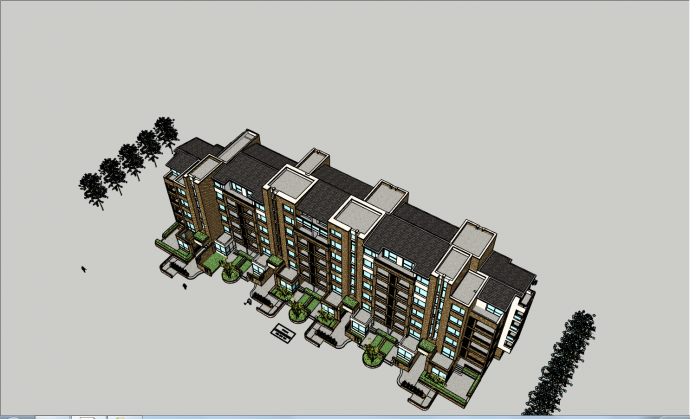多单元独栋多层住宅的SU模型_图1