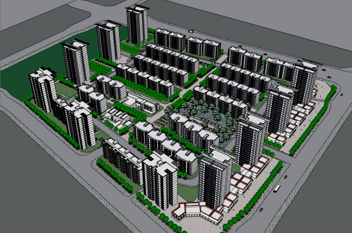 大型高层小区住户构造su模型_图1