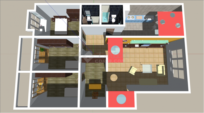 现代公寓平面3D规划su模型-图二