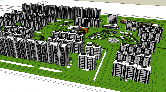 高层公寓住宅小区设计su模型_图1