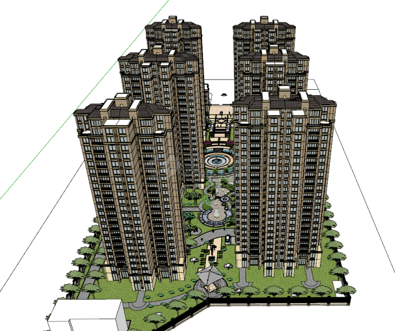 现代繁华的居住区完整su模型-图二