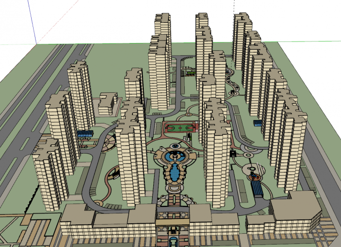 现代居住区新发建筑su模型_图1