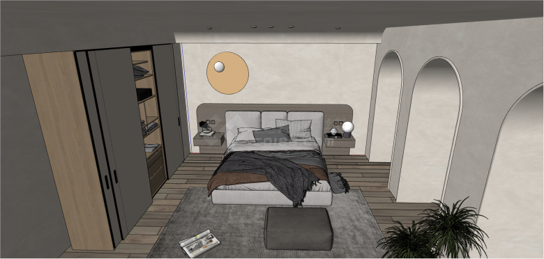 现代创意型家居卧室su模型-图二