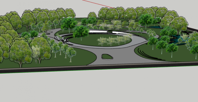 白色圆圈雨水花园湿地SU模型 _图1