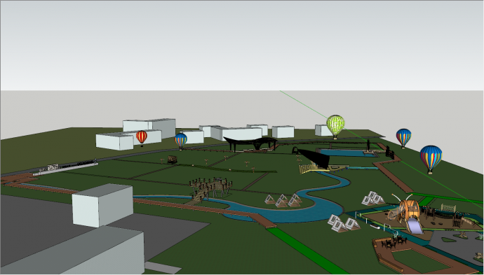 现代热气球湿地生态公园su模型_图1