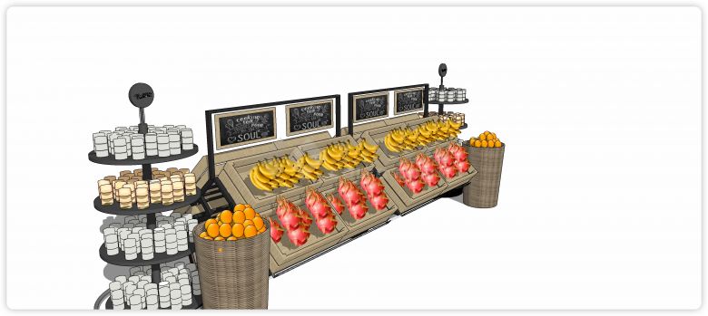 木箱子水果货架生鲜果蔬货架su模型-图二