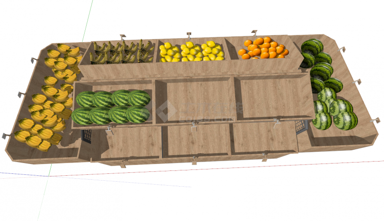 双层分隔式生鲜果蔬货架su模型-图一