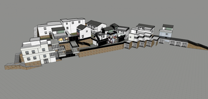 阶梯式住宅设计建筑su模型_图1