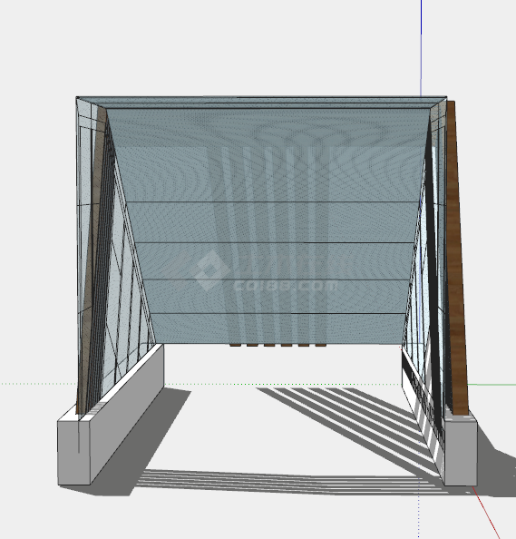 全透明玻璃带实木支架地铁出入口 su模型-图一