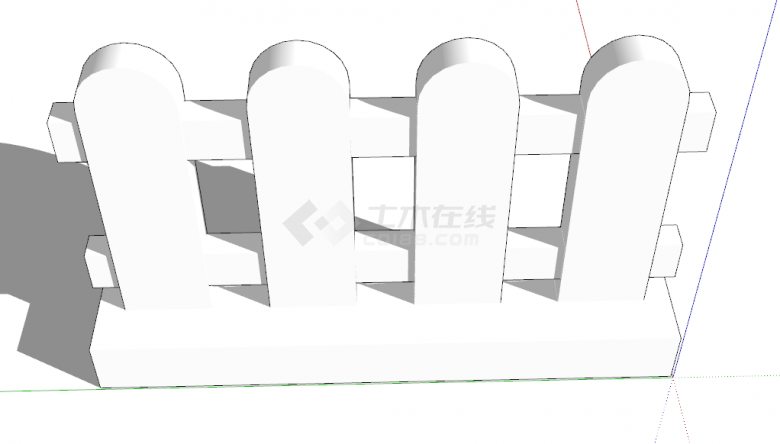 镂空条纹拼接的篱笆栅栏SU模型-图二