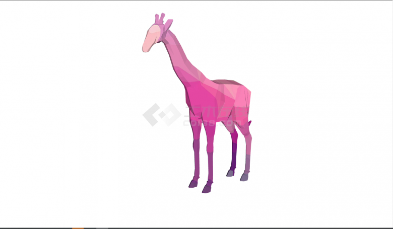 粉色长颈鹿简约雕塑小品su模型-图一
