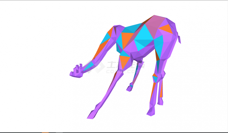 彩色长颈鹿雕塑小品su模型-图二