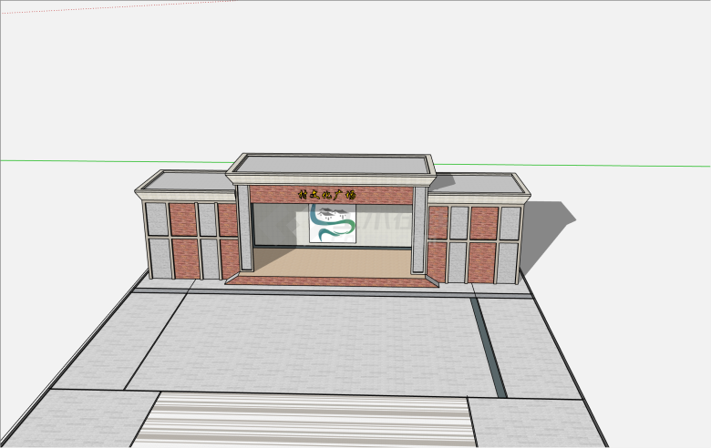简约红砖装饰乡村舞台su模型-图一