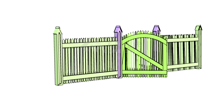 绿色紫色篱笆栅栏SU模型 -图二