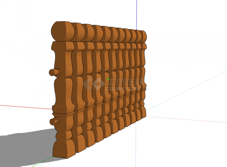 现代木质篱笆栅栏SU模型-图二