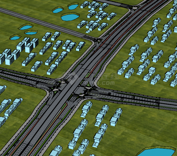 城市路口道路公路su模型-图二