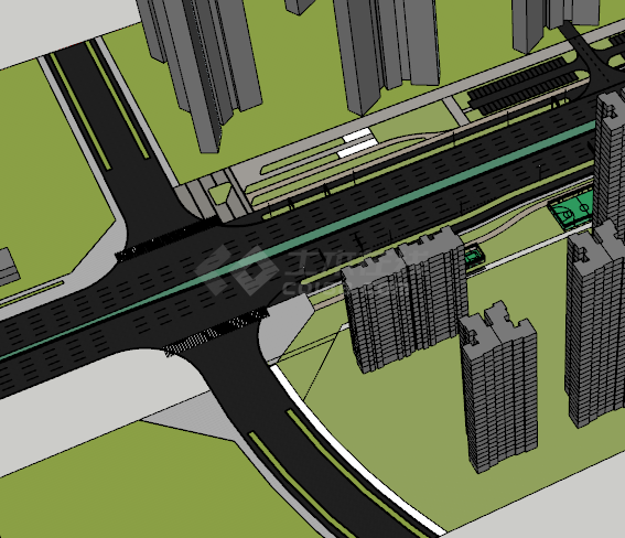 城市街道公路道路su模型-图二