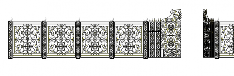 黑色纹路篱笆栅栏SU模型-图二
