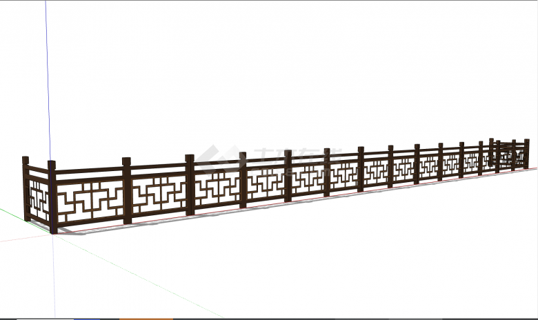 棕色的带镂空格的篱笆栅栏su模型-图二